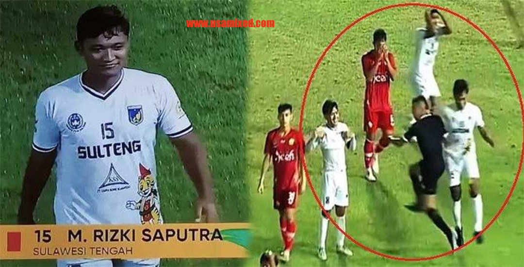 Rizki Saputra memukul wasit